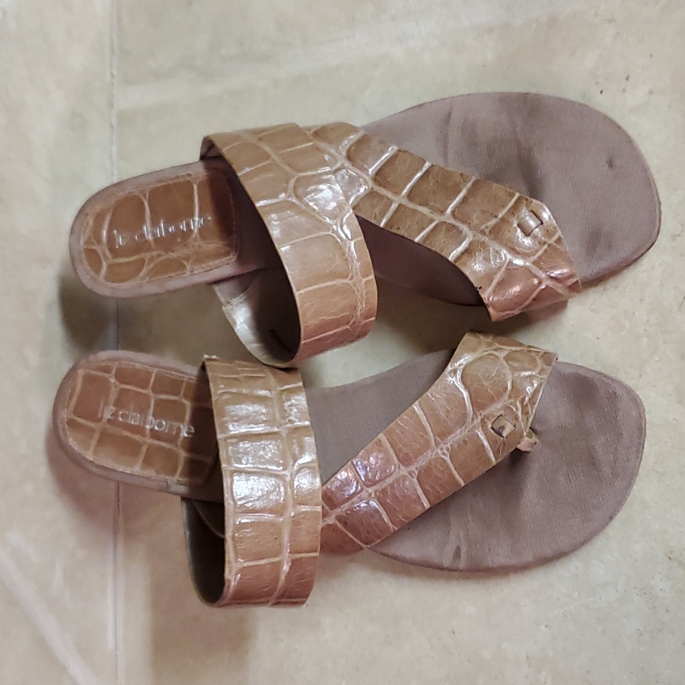 Liz Claibourne Brown Crocodile Pattern Women's Sandals